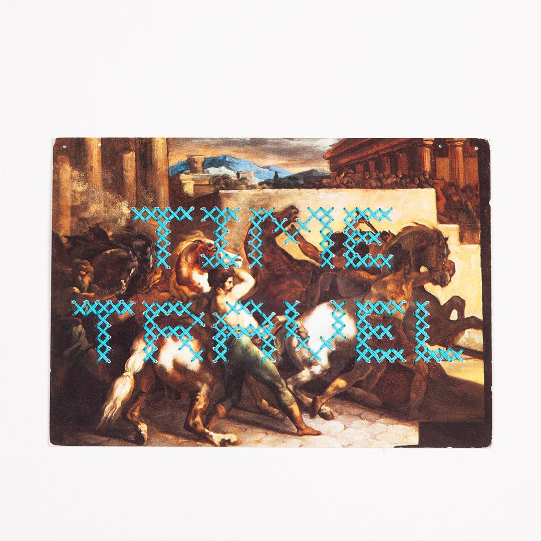 Vintage Stitched Postcard Series - Miniature Rhino